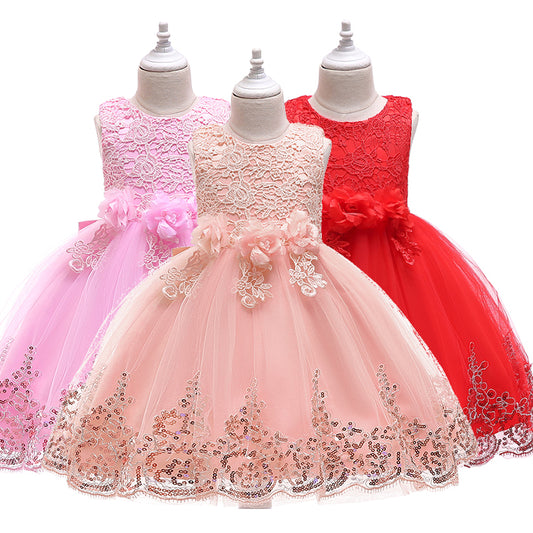 Girl Lace Princess Dress / Children Floral Gown / Dresses For Girls / Clothing Kids / Party Tutu